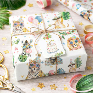 Jungle Dieren Verjaardagsfeestje Cadeaupapier