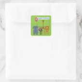 Jungle Dieren Verjaardagsfeestje Vierkant Sticker (Tas)