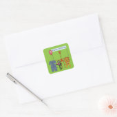Jungle Dieren Verjaardagsfeestje Vierkant Sticker (Envelop)