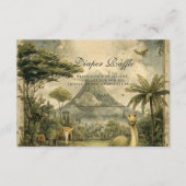 Jungle Dinosaur Baby Shower Diapper Raffle Informatiekaartje (Voorkant)