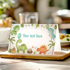 Jungle Dinosaur Cute Boy Birthday Food Tent Plaatskaartje