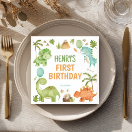 Jungle Dinosaur Cute Boy Birthday Party Napkins Servet
