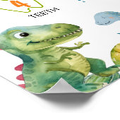 Jungle Dinosaur Eerste Verjaardag Mijlpaal Bord Poster (Hoek)