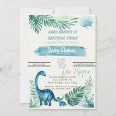 Jungle Dinosaur Komen Eerder Baby Borrel Kaart (Voorkant)