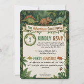 Jungle Dinosaur Komen Eraan Baby Shower Uitnodigin Kaart (Achterkant)