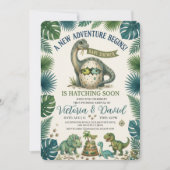 Jungle Dinosaur Komen Eraan Baby Shower Uitnodigin Kaart (Voorkant)
