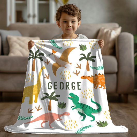 Jungle Dinosaur T-Rex Jongens Kids Fleece Deken
