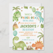 Jungle Dinosaur Three-Rex Cute Boy Birthday Party Kaart (Voorkant)