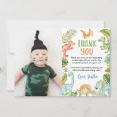 Jungle Dinosauriërs Verjaardags Foto Bedankkaart (Voorkant)