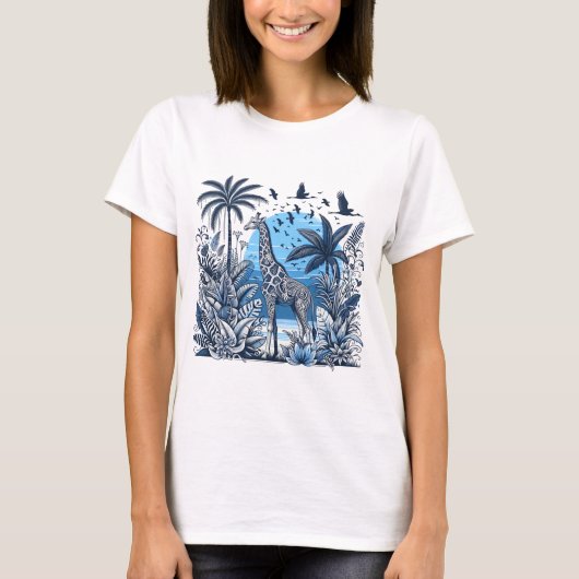 "Jungle Elegance: Giraffe in a Tropical Paradise" T-shirt (Voorkant)