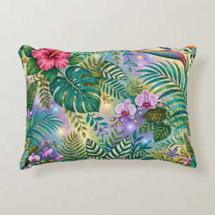 Jungle Fantasie Bloemen Paars Groen Goud Dromerig Accent Kussen