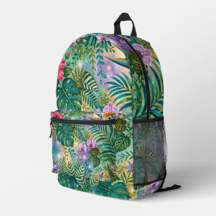 Jungle Fantasie Bloemen Paars Groen Goud Dromerig Bedrukte Rugzak