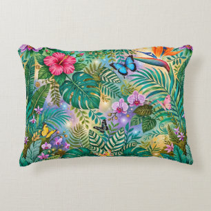 Jungle Fantasie Vlinders Bloemen Opgewekt Accent Kussen