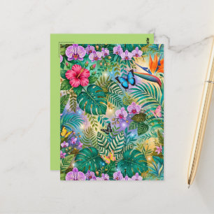 Jungle Fantasie Vlinders Bloemen Opgewekt Briefkaart