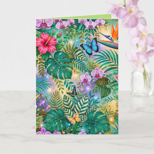 Jungle Fantasie Vlinders Bloemen Opgewekt Kaart