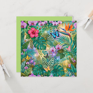 Jungle Fantasie Vlinders Bloemen Opgewekt Kaart