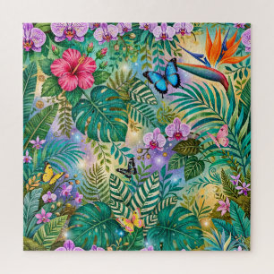 Jungle Fantasie Vlinders Bloemen Opgewekt Legpuzzel