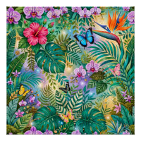Jungle Fantasie Vlinders Bloemen Opgewekt