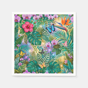 Jungle Fantasie Vlinders Bloemen Opgewekt Servet