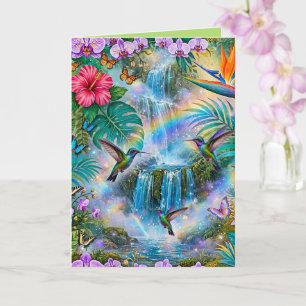 Jungle Fantasie Watervallen Kolibries Regenboog Kaart
