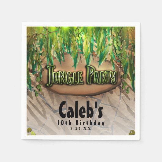 JUNGLE FEEST Bladeren & Dierprint Aangepaste Verja Servet (Voorkant)