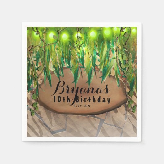 JUNGLE FEEST Bladeren & Dierprint Aangepaste Verja Servetten (Voorkant)