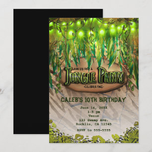 JUNGLE FEEST Bladeren & Dierprint Uitnodigingen