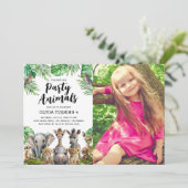 Jungle Feest Dieren Uitnodiging (Staand voorkant)
