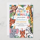Jungle Feest Dieren Verjaardag Kaart (Voorkant)