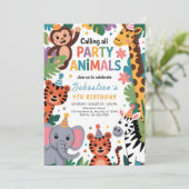 Jungle Feest Dieren Verjaardag Kaart (Staand voorkant)