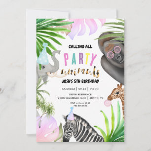 Jungle Feest Dieren Verjaardag Kaart