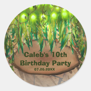 JUNGLE FEEST Leaves & Animal Print Feest Favor Ronde Sticker