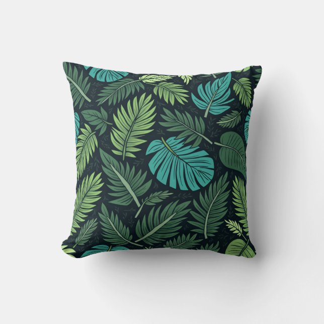 Jungle Foliage Pattern – Lush Tropical Leaf Design Kussen (Voorkant)