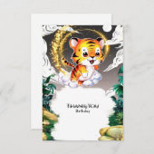 Jungle Fun Tijger Verjaardag Bedankkaart (Voorkant / Achterkant)
