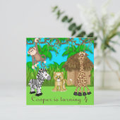 Jungle Fun Verjaardagsuitnodiging Kaart (Staand voorkant)
