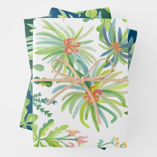 Jungle Garden Watercolor Botanical Floral Inpakpapier Vel (In situ)