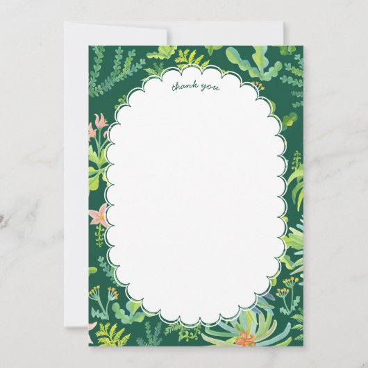 Jungle Garden Watercolor Custom BRIDAL SHOWER Bedankkaart (Voorkant)