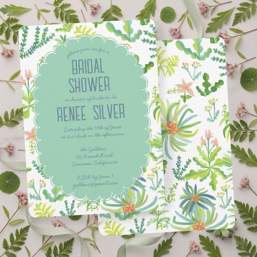 Jungle Garden Watercolor Custom BRIDAL SHOWER Kaart
