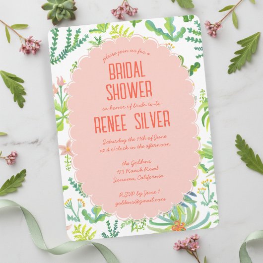 Jungle Garden Watercolor Custom BRIDAL SHOWER Kaart