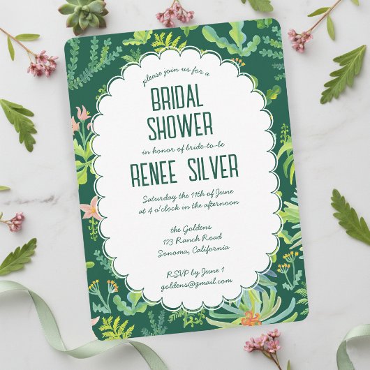 Jungle Garden Watercolor Custom BRIDAL SHOWER Kaart