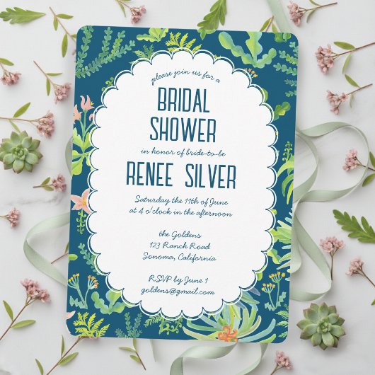Jungle Garden Watercolor Custom BRIDAL SHOWER Kaart