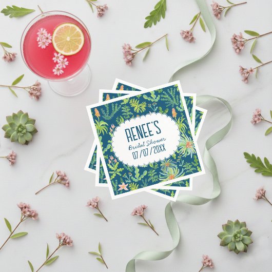 Jungle Garden Watercolor Custom BRIDAL SHOWER Servet