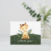 Jungle Giraffe Baby Shower Bedankkaart Ansichtkaar Briefkaart (Staand voorkant)