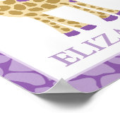 JUNGLE GIRAFFE PAARSE MEISJE AANGEPASTE NAAM PRINT (Hoek)