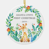 Jungle Giraffe Photo Baby's 1st Christmas Ornament (Voorkant)