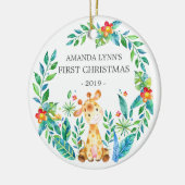 Jungle Giraffe Photo Baby's 1st Christmas Ornament (Links)