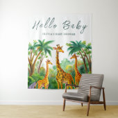 Jungle Giraffe Schattig Elegant Hallo Baby Borrel Wandkleed (In situ)
