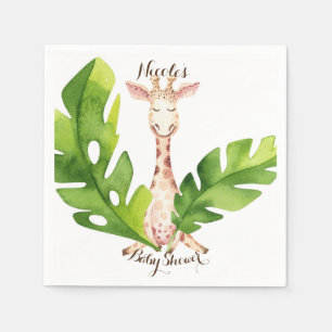 Jungle Giraffe Watercolor Baby Shower Feest Servetten