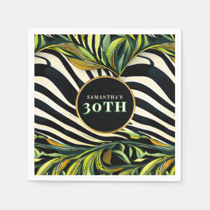 Jungle Glam Zebra Dierenprint Verjaardag Leeftijd Servet