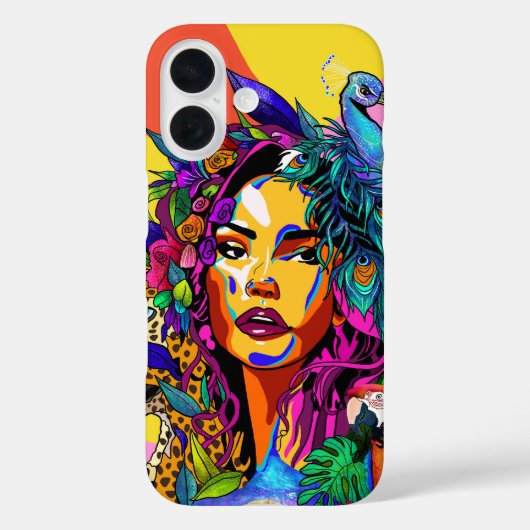 Jungle Godin Pop Art Pauw Portret iPhone 16 Case-Mate iPhone Case (Achterkant)